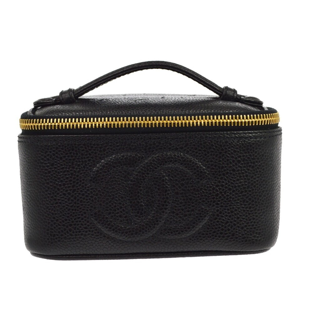 Chanel Vintage Timeless Cosmetic Case Caviar Small